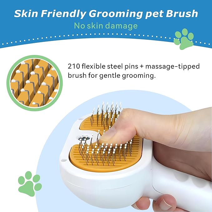 4-in-1 Pet Steam Brush for Dog & cat brush for shedding，Spray Hair Removal Comb with Waterless Shampoo–Self-Cleaning Pet Grooming Tool for Shedding, Anti-Static & Skin-Friendly Design-Mewly Pet