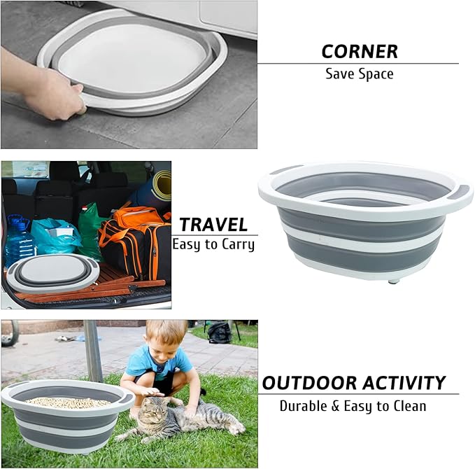 Fhiny Open Cat Litter Box, Small Litter Box for Kittens Low Entry Kitty Potty Pan Foldable Travel Toilet Waterproof for Indoor Small Pet Senior Cats 15.7"×12.5"-Mewly Pet