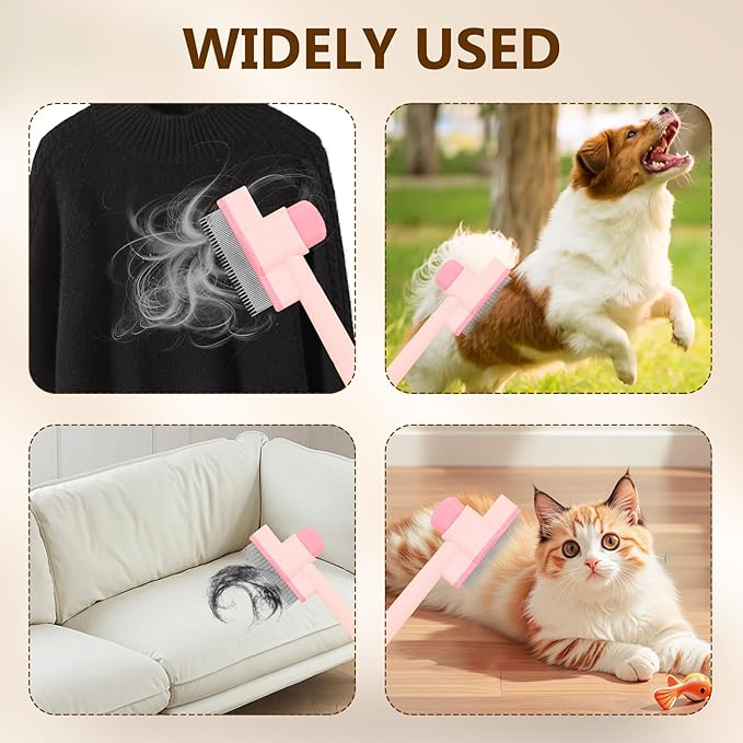 Cat Comb, Cat Grooming Brush, Self-Cleaning Flea Comb, Multi-Functional Pet Comb,Suitable for Pet Massage, Cleaning And Hair Removal-Mewly Pet