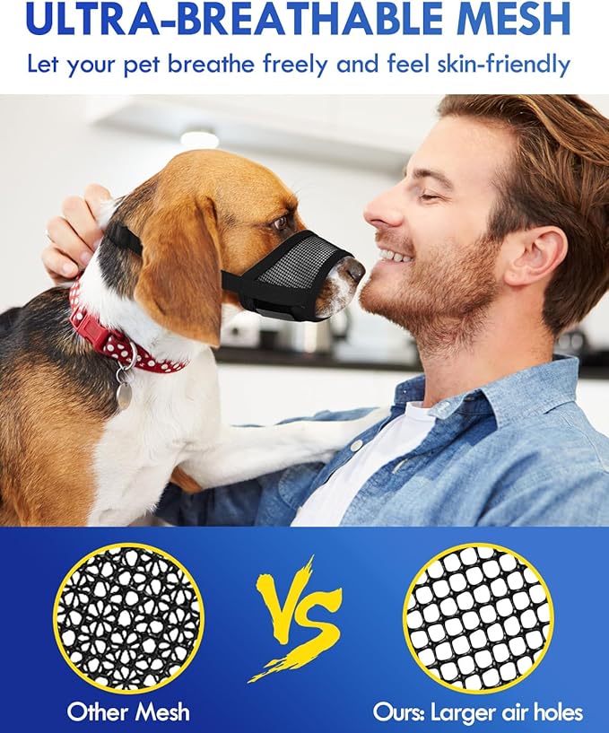 Dog Muzzle, Soft Air Mesh Muzzle for Small Medium Large Dogs Anti Biting Barking Chewing, Breathable Drinkable Adjustable Loop Pets Muzzle for German Shepherd Husky Labrador Retriever (Black,XL)-Mewly Pet