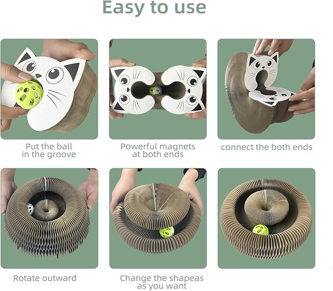 Interactive Scratching Board for Playful Kitties Magic Accordion Cat Scratching Post, Fun Cat Toys for Indoor Cats 1Pack-Mewly Pet