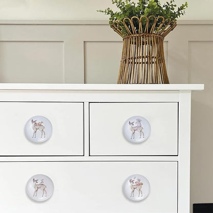 6 Pack 1.5" Ceramics Safari Nursery Kids Animal Unique Cute Cabinet Decorative Dresser Drawer knobs pulls (Deer)