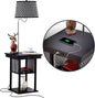 Brightech Madison Side Table with Lamp Combo with LED Bulb, Desk Lamp with USB Port, Bedside Reading Light, Modern End Table with Floor Lamp for Bedroom, Living Room, Office - Black