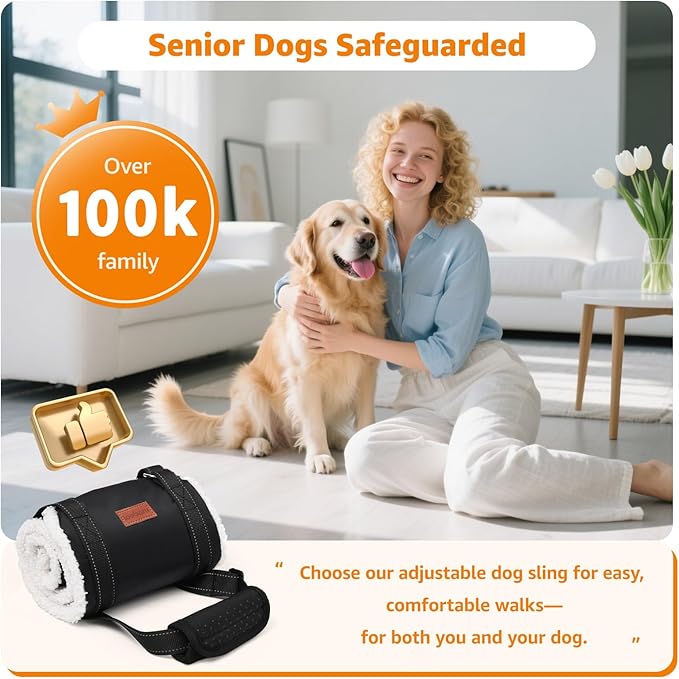 LOOBANI Portable Dog Sling for Back Legs, Hip Support Harness to Help Lift Dogs Rear for Canine Aid and Old K9 Cruciate Ligament Rehabilitation-Mewly Pet