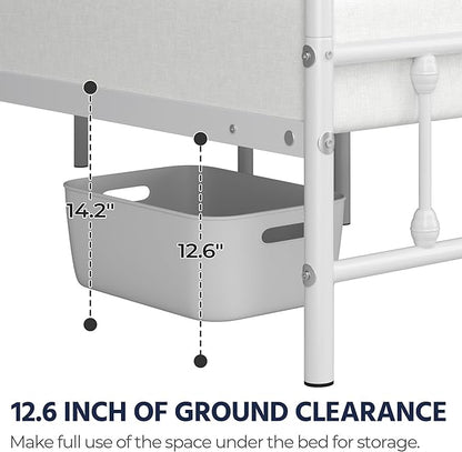 Yaheetech Classic Metal Platform Bed Frame Mattress Foundation with Victorian Style Iron-Art Headboard/Footboard/Under Bed Storage/No Box Spring Needed/Full Size White