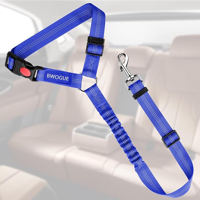 BWOGUE Pet Dog Cat Seat Belts, Car Headrest Restraint Adjustable Safety Leads Vehicle Seatbelt Harness (1 Pack)-Mewly Pet