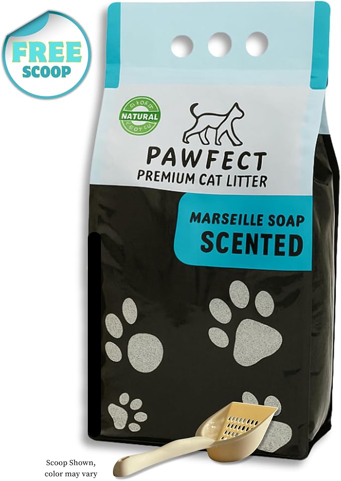 Marseille Soap Scented Cat Litter – 9.6 lb / 5L, Fast Clumping, Natural Odor Absorption, Lightweight Formula, Made with Turkish White Bentonite-Mewly Pet
