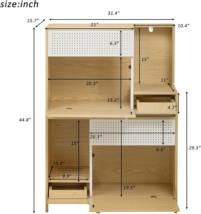 Cat Litter Box Enclosure Furniture Hidden Indoor 2-in-1 Wooden Cat House & Washroom Cabinet with Drawer for 2 Cats, 31.4"x15.7"x44.8"H-Mewly Pet