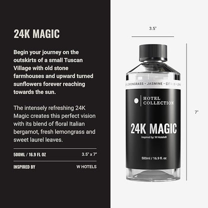 Hotel Collection Diffuser Oil - 24K Magic - Aromatherapy Essential Fragrance Oil - Citrus, Lemongrass, and Jasmine - 500mL 16.9 Fl oz