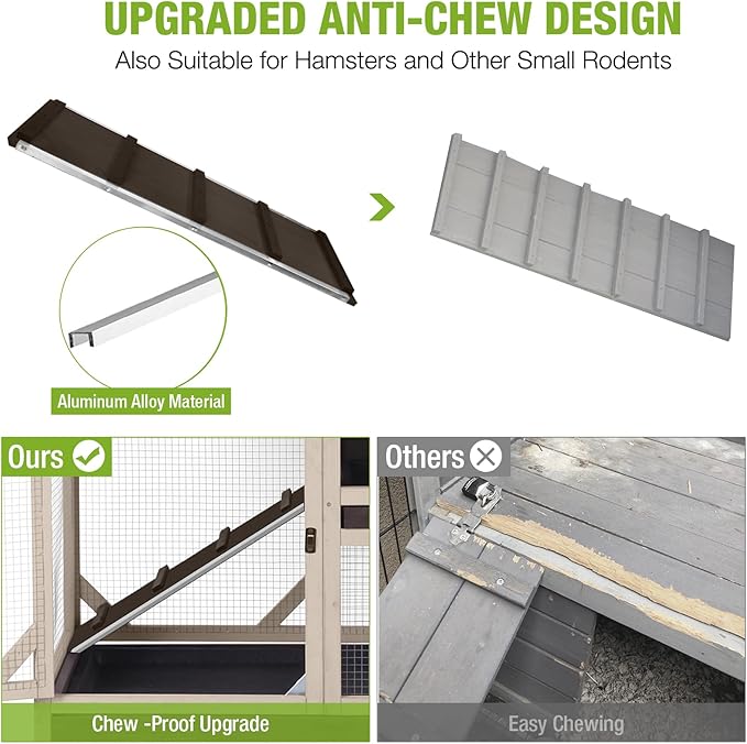 GUTINNEEN 2-Story Rabbit Hutch with Chew-Proof Ramp & Pull-Out Trays - Indoor/Outdoor 39.3" Wooden Rabbit Cage on Wheels for Rabbits, Guinea Pigs (Dark Brown)-Mewly Pet