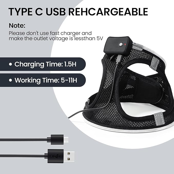 PceoTllar Light Up Dog Harness, LED No Pull Reflective Dog Harness, Flashing Lighted for Night Walking - Small/Medium, (Black Green,s)-Mewly Pet