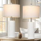 27" Ceramic Table Lamp, Farmhouse Table Lamp for Living Room, White Lamp for Bedroom, Night Stand, Modern Bedside Lamp Set of 2, End Table Lamps, White(2 Bulbs Included)