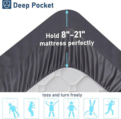 Full Mattress Topper Extra Thick Pillowtop Cooling Mattress Topper Plush Mattress Pad Cover Protector with 8-21 Inch Deep Pocket 3D Snow Down Alternative Fill Grey