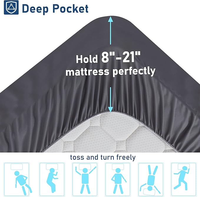 Twin XL Mattress Topper Extra Thick Pillowtop Cooling Plush Mattress Pad Cover Protector with 8-21 Inch Deep Pocket 3D Snow Down Alternative Fill Grey