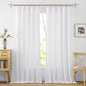 RYB HOME Sheer Linen Textured Curtains Semi Sheers Drapes Light Airy Breathable Fabric Window Decor for Patio Door Living Room Dining, White, 70 inch Width x 95 inch Length, 2 Panels