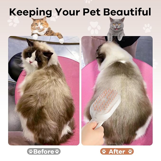 Cat Steam Brush for Shedding, 4 in 1 Rechargeable Steam Brush for Cats and Dogs, Anti-Static, Massage, Cleaning, Shedding & Combing All In One!-Mewly Pet