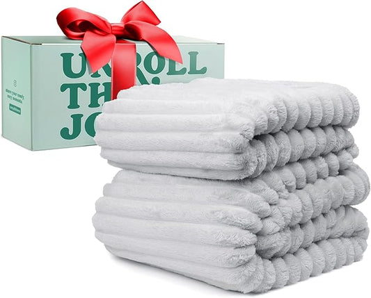 GO Premium Cozy Soft King Size Blanket for Couch, Bed - Light Gray Fleece for Living Room, Bedroom, Home Decor - Large (90x108 Inches)