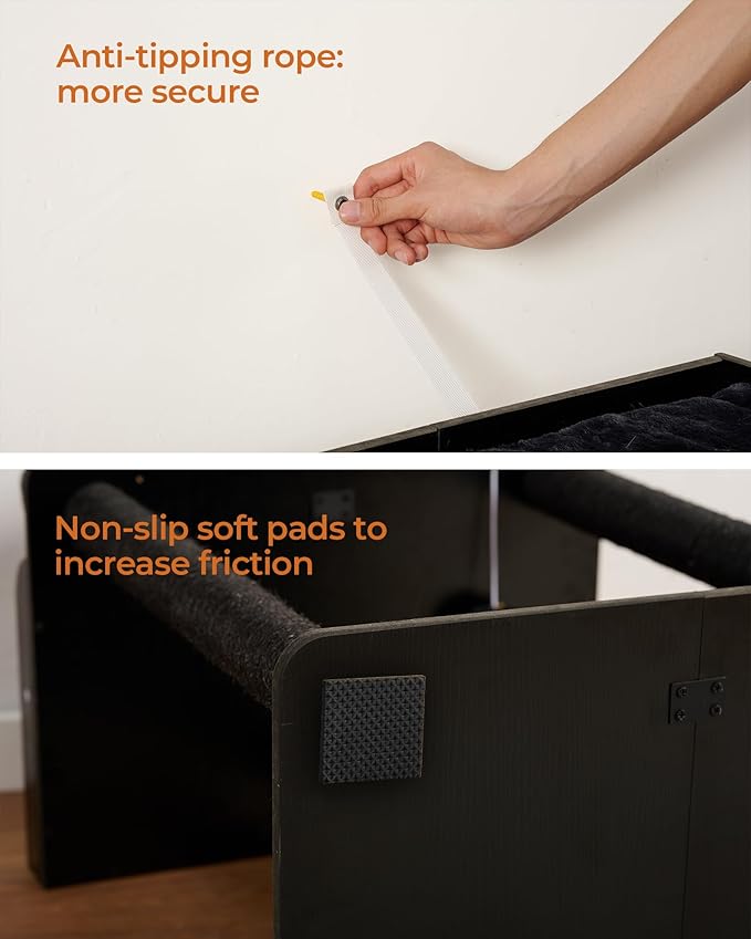 FourFurPets 26.7in Cat Tree Tower Condo, Cat Scratch Posts for Indoor Cats, Big Plate, Three 23.6in Full Sisal Scratching Posts, Black-Mewly Pet