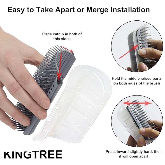 2 PACK Cat Self Grooming Corner Scratcher with Catnip, Massage Comb Brush for Long & Short Fur-Mewly Pet