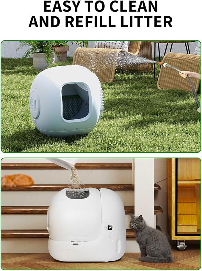 PETKIT PuraMax 2 Automatic Self-Cleaning Cat Litter Box, App Control Scoop-Free Litter Box with Safety Sensors, Odor Free & Anti-Leakage Basic Bundle Includes Trash Bags,2.4G WiFi & Low Entrance-Mewly Pet