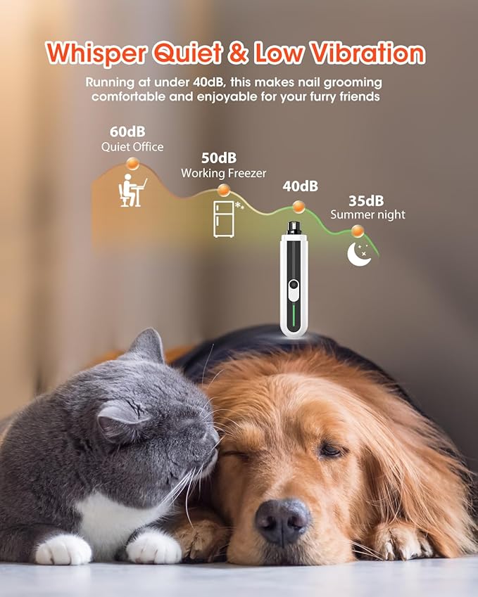 Super Powerful Dog Nail Trimmers, Dog Nail Clipper and Dog Nail Grinder Combo, Ultra Quiet, 3 Speeds, 4 Bright Lights, with Travel Lock, for Small, Meddium and Large Dogs, Cats, Small Animals-Mewly Pet