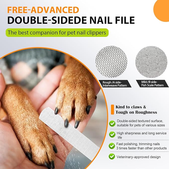 Dog Nail Clippers and Trimmers with Nail File, Ultra-Sharp 4CR13 Stainless Steel Blades Pet Grooming Nail Clippers for Small Medium-Large Breeds-Mewly Pet