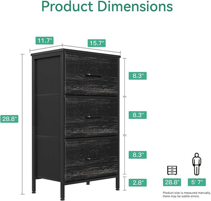 AODK Dresser for Bedroom Nightstand Small Dressers Chest of Drawers End Table for Living Room, Closet Dresser with 3 Storage Drawers Organizer Clothes, Charcoal Black