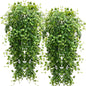 RECUTMS Artificial Hanging Plants 4pcs 33Inch Fake Wall Plant Faux Eucalyptus Leaves Ivy Swag UV Resistant Plastic Greenery Indoor Outdoor Home Garden Wedding Jungle Party Patio Office Shelf Decor
