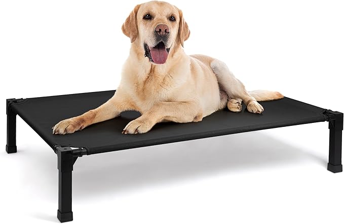 Heeyoo Elevated Dog Bed, Cooling Raised Pet Cot with Chew Proof Washable Breathable Mesh and Metal Frame, Portable Dog Cot Bed with No-Slip Feet for Outdoor or Indoor Use-Mewly Pet
