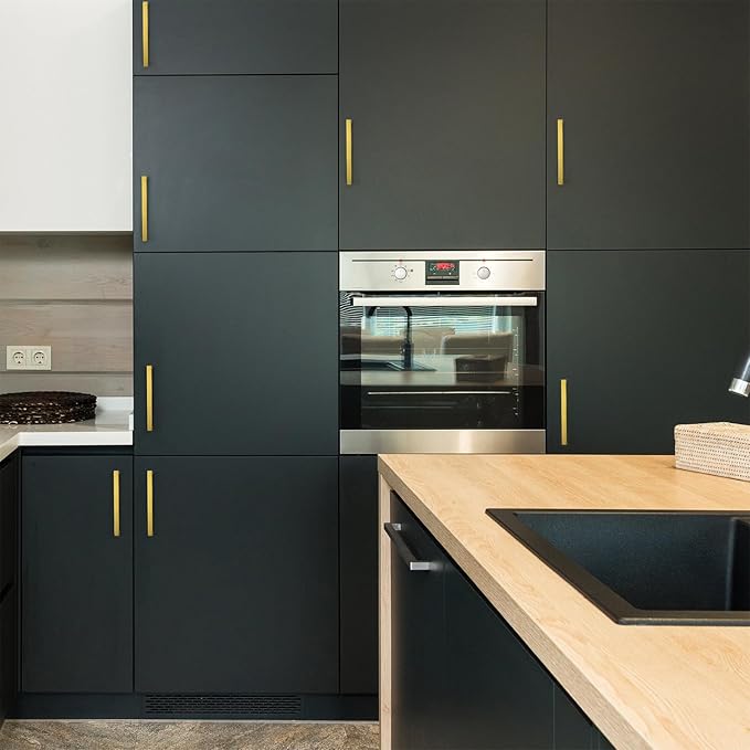 Ravinte 20 Pack 7-1/2 Inch Square Cabinet Handles Cabinet Pulls Brushed Brass Drawer Pulls Kitchen Cabinet Hardware Kitchen Handles for Cabinets Cupboard Handles Drawer Handles