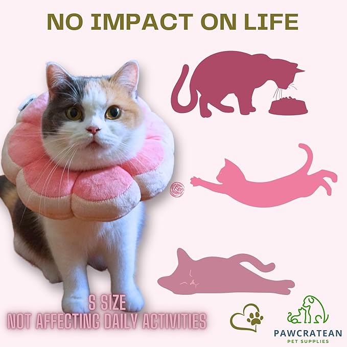 Adjustable Comfy Flower Style Elizabeth Collar for Cats and Puppies Soft Recovery Cone Pet Protective Neck Collar (Pink, Small)-Mewly Pet