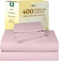 California Design Den Natural 100% Cotton Sheets, Soft Queen Sheet Set, 400 Thread Count Sateen, Deep Pockets with All-Around Elastic for a Snug Fit, Cool & Durable Bedding Set - Pink