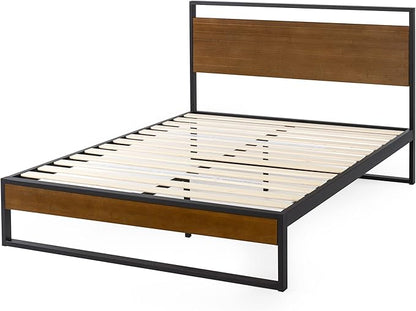 ZINUS Suzanne 44 Inch Bamboo and Metal Platform Bed Frame, Solid Steel Construction, No Box Spring Needed, Wood Slat Support, Easy Assembly, Chestnut Brown, King