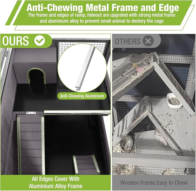 GUTINNEEN Guinea Pig Cage Hamster House with Anti-Chewing Metal Frame Rat Cage with Wheels and Storage-Mewly Pet