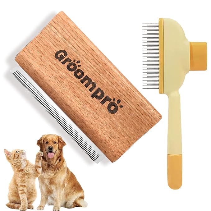 Groompro Deshedding Brush, Dog Brush for Shedding, Zen Brush for Cats,Cat Brushes Dog Brus Pet Hair Removal Tool, Painlessly Remove for Short & Long Hair(L(5.3 inch))-Mewly Pet