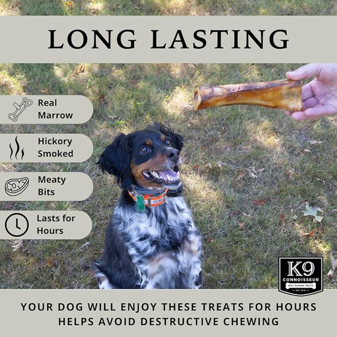 K9 Connoisseur Beef Marrow Large Dog Bones Long Lasting for Aggressive Chewers - USA Made Single Ingredient Champ Bones for Large Dogs Over 50 Pounds - 10 Pack-Mewly Pet