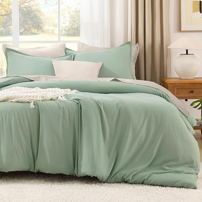 Litanika King Size Comforter Set Sage Green, 3 Pieces Lightweight Solid Comforter King Size, All Season Fluffy Down Alternative Comforter Bed Set Quilt Blanket