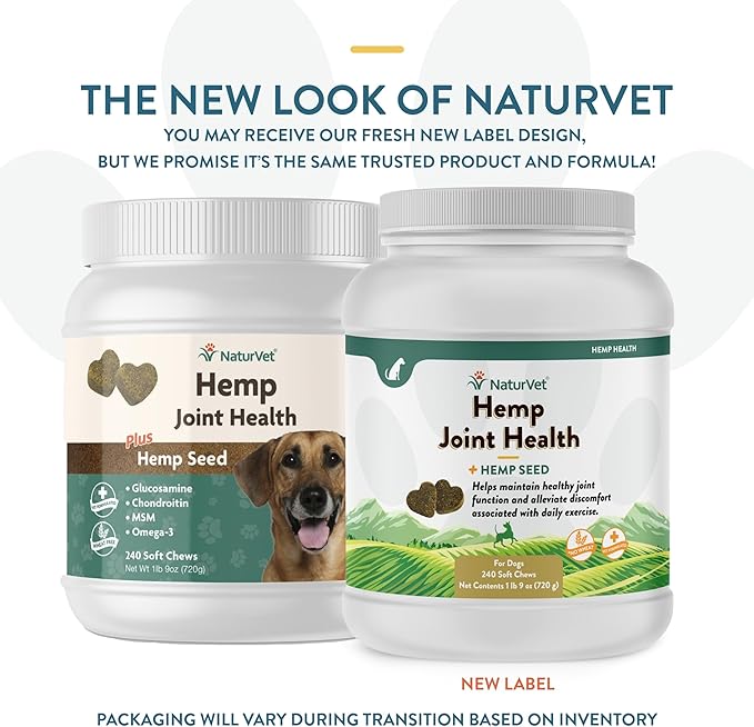 NaturVet Hemp Joint Health Hip & Joint Support Dog Supplement – Soft Chew Supplements for Dogs with Glucosamine, MSM, Chondroitin, Omega 3, Vitamins, Antioxidants – 240 Ct.-Mewly Pet