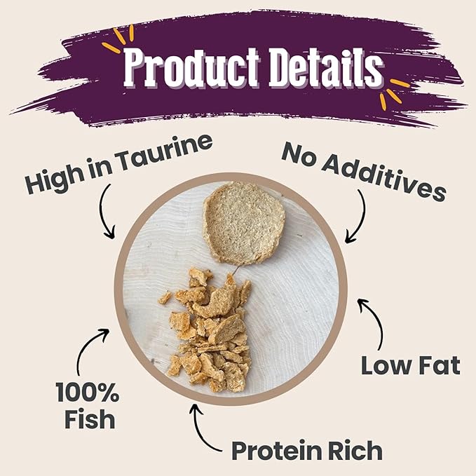 Farm To Pet - Cat Treat Crumbles - 3 oz Single Ingredient Fish Treat and Snacks - Healthy for Indoor Cats and Kitten - Essential Products (Mix with Wet/Dry Food)-Mewly Pet