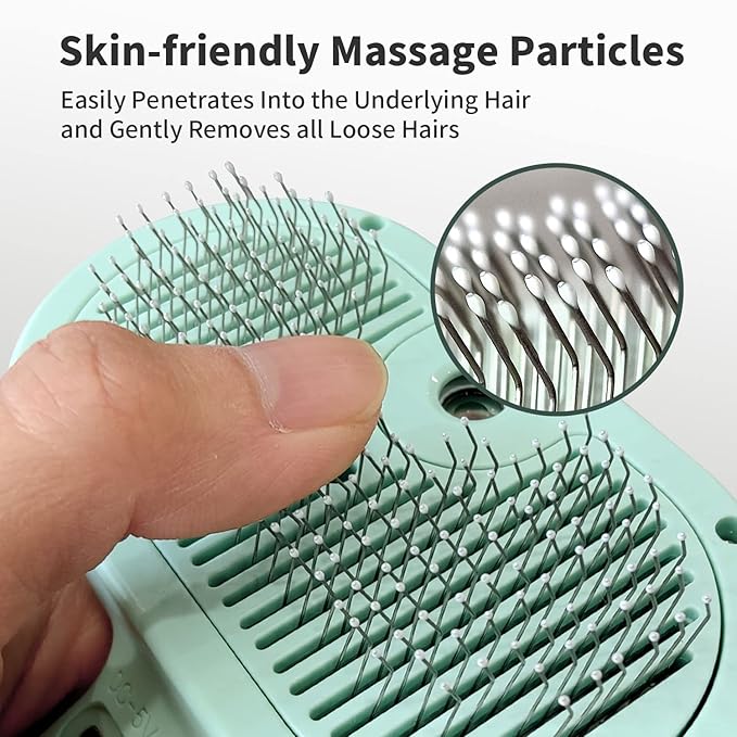 Cat Steam Brush for Shedding, 3 In 1 Steam Pet Brush Self Cleaning, Dog Brush for Long and Short Hair Dogs and Cats, Pet Grooming Comb Remove Tangled Loose Hair, Type-C Fast Charging (Green)-Mewly Pet