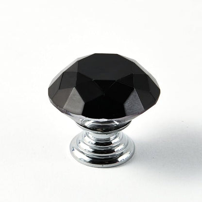 12pcs Diamond Shape Crystal Glass 30mm Drawer Knob Pull Handle Usd for Cabinet, Drawer (Black)