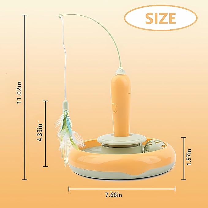 Interactive Cat Toys for Bored Indoor Cats,Automatic Cat Toy 3-in-1 Smart Teaser Wand Featuring Spinning Feather&Rolling Ball Track,Cats Dancer Toy Stimulates Hunting Instincts,Weight Control-Mewly Pet