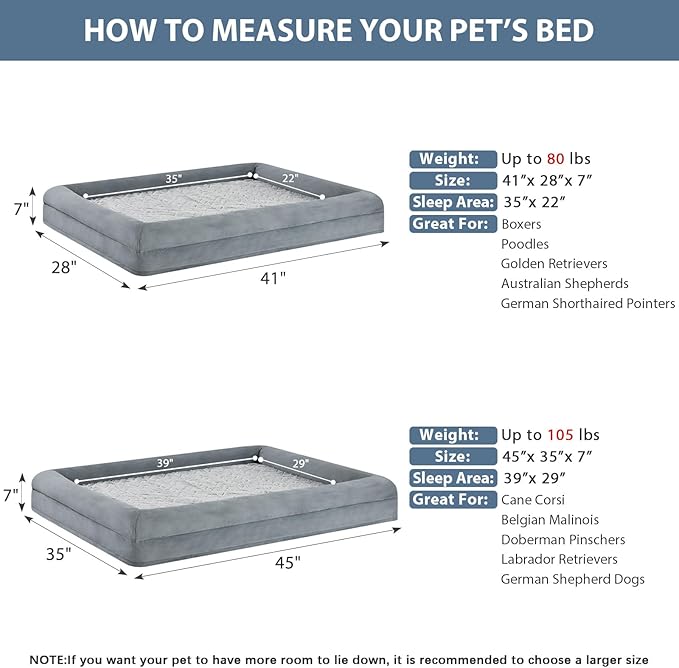 WNPETHOME XL Extra Large Dog Bed, Washable Dog Couch with Removable Waterproof Cover, Orthopedic Large Pet Sofa Bed with Bolster Sides for Sleeping-Mewly Pet