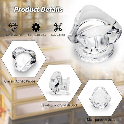 MroMax 12Pcs Tiny Pull Handle Triangle Acrylic Mini Knob 19mm Diameter Clear Shiny Knobs for Jewelry Box, Gift Case and Makeup Box