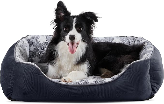 GASUR Rectangle Dog Bed for Large Dogs - Orthopedic, Durable and Anti-Slip. Cozy and Soft, Perfect for Sleeping. Warming Effect for Puppies. (M (30"x24"x9"), Black)-Mewly Pet