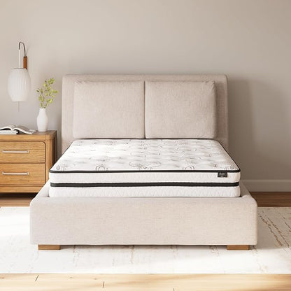 Signature Design by Ashley Full Size Chime 10 Inch Medium Firm Hybrid Mattress with Cooling Gel Memory Foam for Pressure Relief, Fiberglass Free, Mattress In A Box