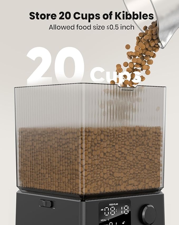 oneisall Automatic Cat Feeder for 2 Cats, 20 Cups/5L Automatic Cat Food Dispenser for Small Pets Indoor, Timed Cat Feeder for Dry Food-Mewly Pet