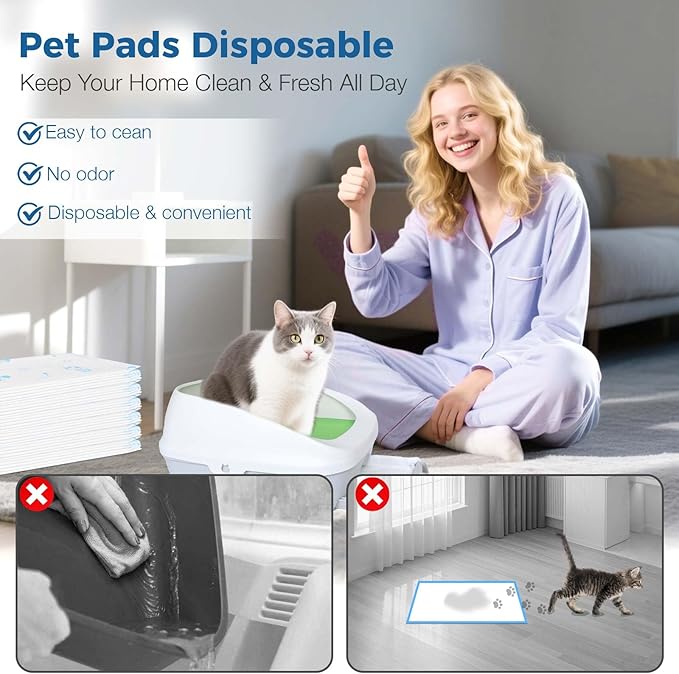 Cat Pads 50 ct Super Absorbent Pet Pee Pads Compatible with Tidy Cats Breeze Litter System 16.9x11.4 Inch Litter Pad for Litter Box-Mewly Pet
