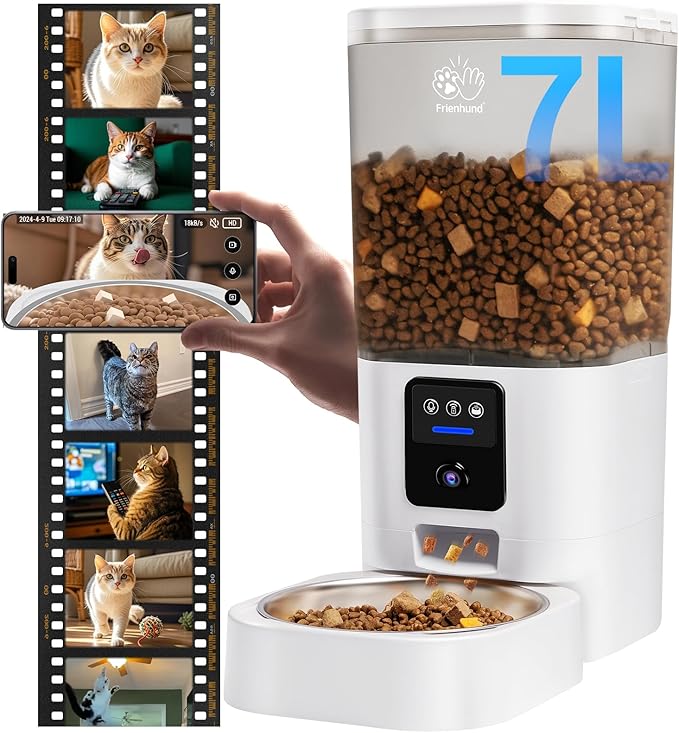 Automatic Cat Feeder with 2K Camera: 5G WiFi Automatic Dog Feeder with Night Vision,Cat Food Dispenser with 7L Large Food Storage Container for Multiple Pet,Detachable for Easy Clean -29 Cup-Mewly Pet