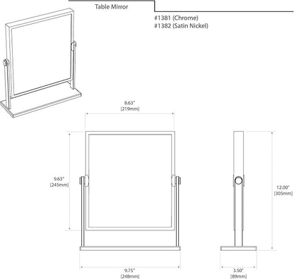 Gatco 1382 Elegant Table Mirror 9.75"W x 12"H